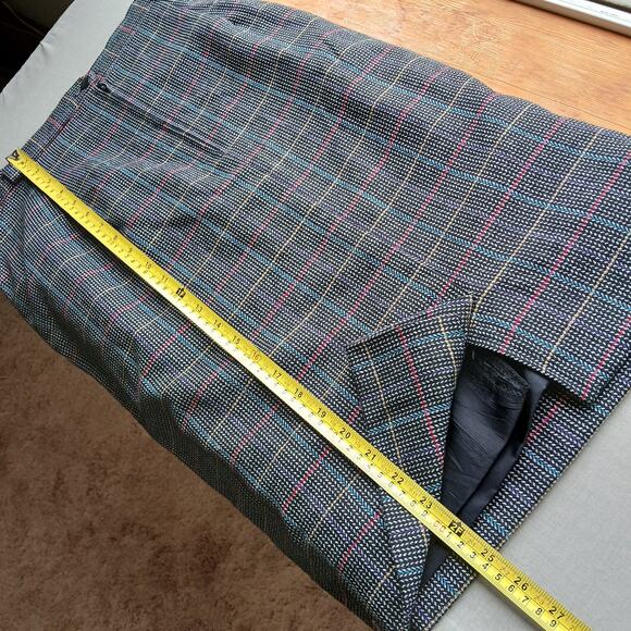 Worthington Vintage Wool Pencil Skirt 16 midi pockets black houndstooth +belt - Picture 12 of 16